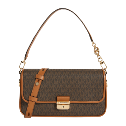 MICHAEL KORS礼物轻奢MK女包BRADSHAW老花腋下包 小号 深棕色/橡果棕色