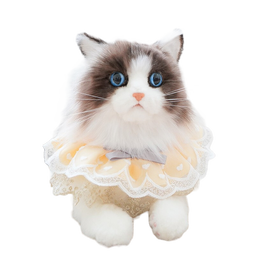 Chongker宠客仿真玩偶趴姿布偶猫咪公仔毛绒娃玩具送女生儿童节日生日礼物 黄色围脖款 35*20*23