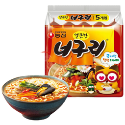 农心（NONGSHIM）韩国进口 浣熊乌龙面 辣味 120g*5 五连包