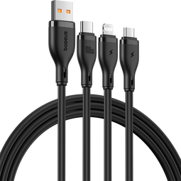 倍思充电线三合一数据线快充100W/66W充电器线一拖三适用于苹果Type-C安卓iPhone14华为小米手机车载