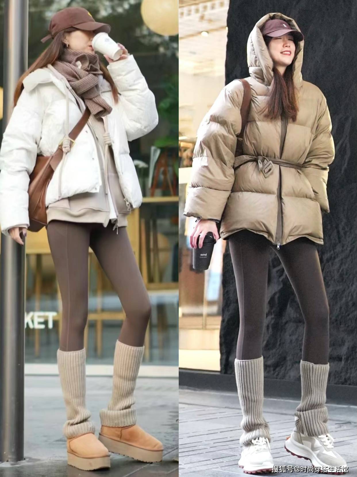 今年冬天“羽绒服＋鲨鱼裤”太火了，这样穿显瘦时髦更高级，真美