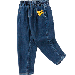 巴拉巴拉童装儿童牛仔裤男童女童加绒裤子秋冬宽松哈伦裤 牛仔深蓝88301 105 cm