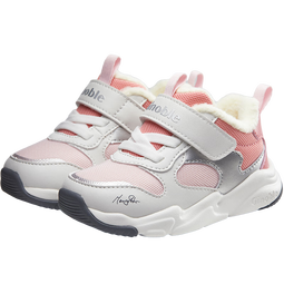 基诺浦学步鞋1-5岁机能鞋加绒棉鞋男女儿童鞋子冬季GY1515 粉色/白色/银色 21 130mm 适合脚长130-135mm