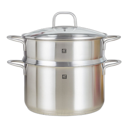 双立人（ZWILLING）不锈钢汤锅蒸笼套装蒸屉煮锅锅大容量煲汤锅电磁炉通用厨房好物 汤锅+双耳蒸笼 24cm