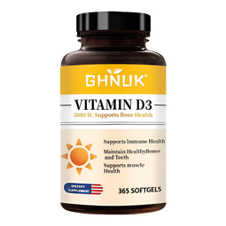 GHNUK阳光瓶维生素d3成人25羟基5000iu365粒维他命D3备孕孕妇数值提升 1瓶*365粒5000iu/VD3【全家共享】 快速提升VD水平 促进钙吸