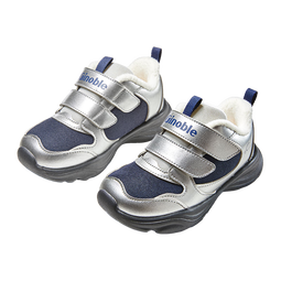 基诺浦（ginoble）25冬新儿童学步鞋1-5岁加厚保暖男女宝宝鞋子GW1815 银色_燕尾蓝 22 135mm 适合脚长135-140mm