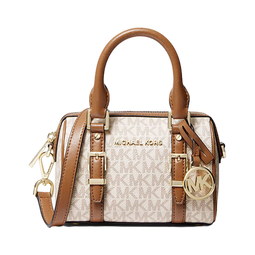 MICHAEL KORS礼物轻奢MK女包BEDFORD手提单肩斜挎包波士顿包 迷你 香草/橡果棕