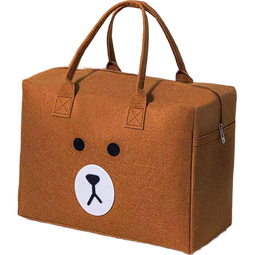 卡通毛毡旅行包收纳收纳袋大容量可爱外出行李包拉杆箱可套必备 棕色布朗熊【40cm*30cm*20cm】可挂行李箱