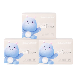 布班迪婴儿柔纸巾可湿水面巾纸宝宝卫生纸抽纸餐巾纸新生儿乳霜纸云柔巾 柔纸巾 3层 200抽*3包