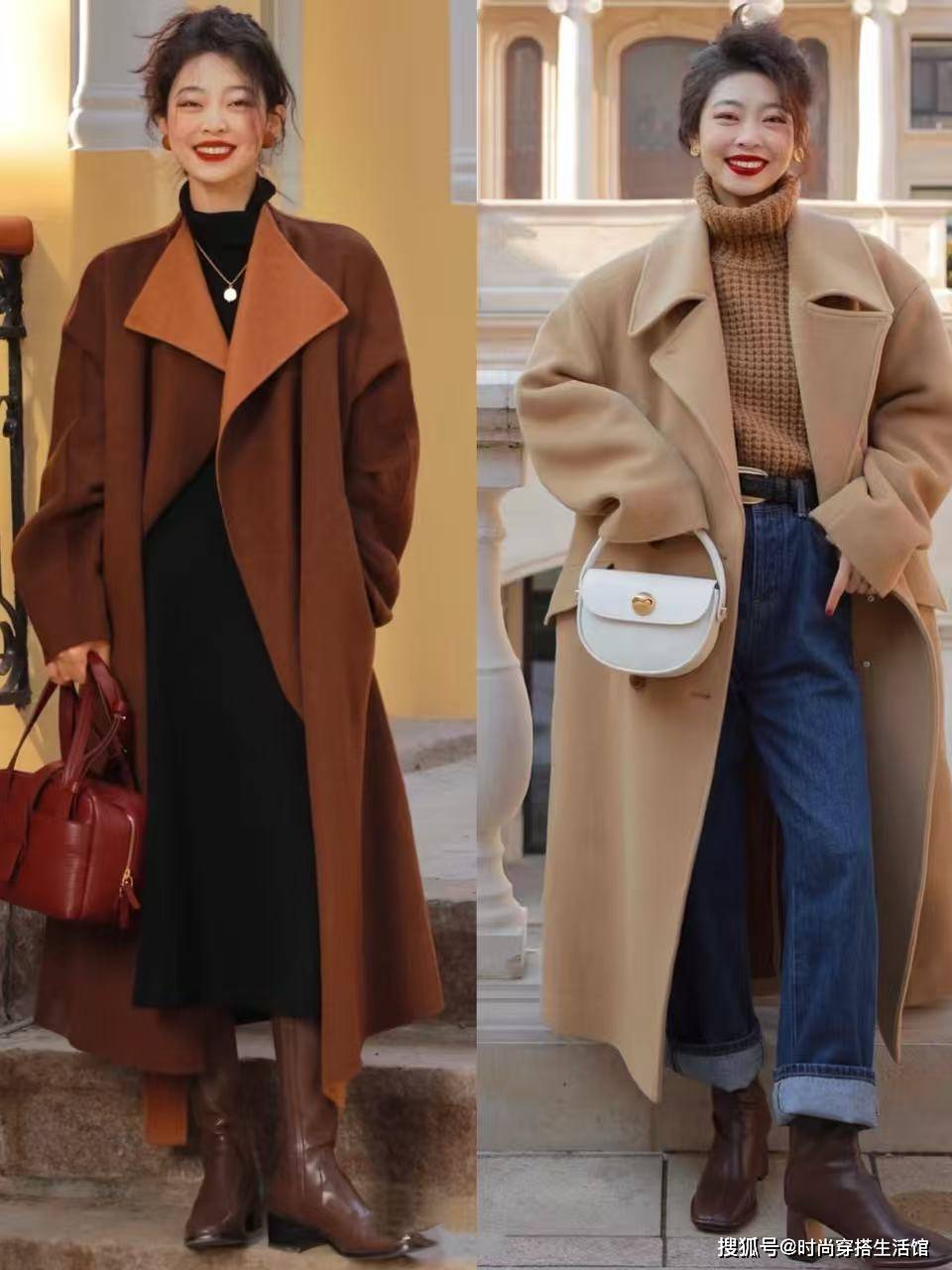 降温后：今年冬天这样穿 “ 大衣+平头靴 ” ，时髦又高级，真美