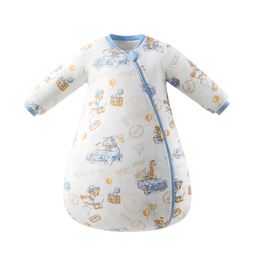 贝肽斯婴儿恒温睡袋宝宝1-3岁秋春秋儿童防踢被子保暖一体式防惊跳睡袋 猫肚棉x保暖【春秋双层 室温20-26度】森趣牧歌 S码  (身高55-70cm建议0-9