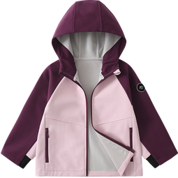小猪班纳【户外机能软壳冲锋衣】童装秋季男女童防水防风耐磨连帽风衣外套 粉色 110
