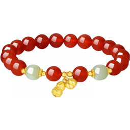 周大生花生吊坠红玛瑙手串S925银手链高级国风设计送女友生日礼物 吊坠花生手串