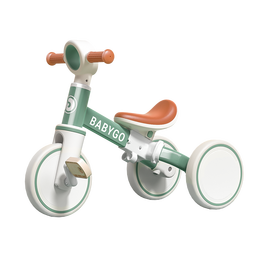 BG-BABYGO儿童三轮车脚踏车遛娃神器多功能轻便自行车男女宝宝小孩平衡车 【骑滑一体】复古绿-三合一