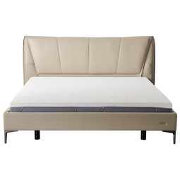 全友家居 头层牛皮床真皮床现代简约主卧室高脚双人软包大床1.8米x2米