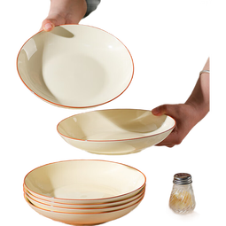 奶油风茶卡家用高颜值饭碗菜盘高温陶瓷碗盘餐具套装 茶卡 4个7英寸盘子