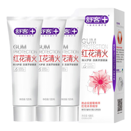 舒客红花清火牙膏成人无氟口气清新专用牙龈护理不含氟男女专用旗舰 【推荐3支装】红花清火 120g*3支 +旅行装40g