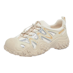 骆驼（CAMEL）登山鞋女新款拼色丑萌鞋户外徒步鞋女休闲运动鞋 L24S076620米/银/黄 35