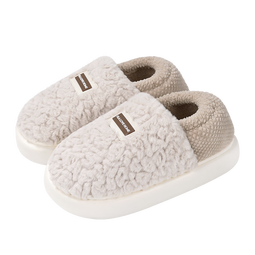 海澜之家（HLA）保暖拖鞋男士秋冬季加绒家居家室内两穿情侣毛绒包根棉拖鞋冬季女 米白色 36-37 【适合35-36码脚】