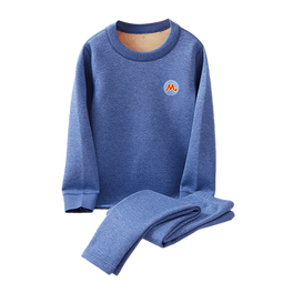 马骑顿儿童保暖内衣套装加绒加厚秋衣秋裤男童纯棉秋冬童装中大童 北京蓝 120 (身高105-114cm 体重35-45斤)