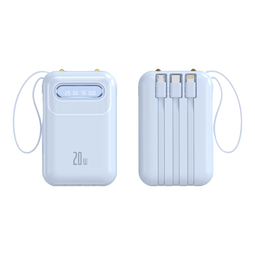 倍特源 【3c认证丨可上飞机】自带线充电宝大容量迷你快充小巧移动电源20000便携适用苹果小米安卓手机 白色【自带四线+国产电芯】3C认证丨可上飞机