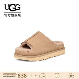 UGG秋季女士时尚一脚蹬平底简约露趾休闲一字拖1167610 SAN|沙色 43