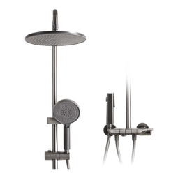 欧琳（OULIN）花洒淋浴套装圆形顶喷家用手持喷枪花洒钢琴按键枪灰防水渍3601H