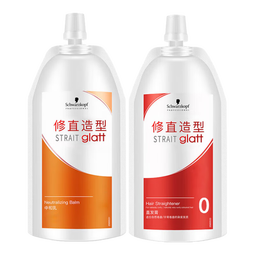 施华蔻（Schwarzkopf）直发膏蛋白矫正免夹免拉自然卷离子烫定型膏软化剂柔顺药水官方 【粗硬发质】0号双剂直发膏