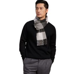 上海故事秋冬经典格子100%羊绒围巾男士送男友爸爸长辈圣诞节生日礼物围脖