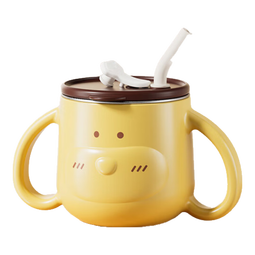 英氏（YEEHOO）儿童吸管杯水壶学生水杯宝宝喝水杯牛奶杯早餐杯婴儿用品辅食神器 小狗牛奶杯