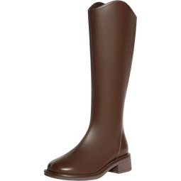 百思图冬商场同款加绒白色骑士靴女小个子棕色高筒长靴MD101DG3 棕色 34