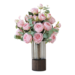 黛莉森玫瑰假花仿真花摆设轻奢高端绢花花束客厅摆设摆件装饰花塑料绢花 花束-粉色