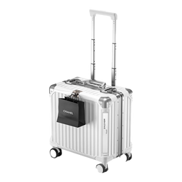 DTA行李箱女小型登机箱新款轻便铝框拉杆箱男旅行箱皮箱象牙白18英寸