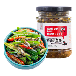 汇尔康辣椒炒小鱼128g 辣椒小鱼仔即食柴火鱼小鱼干下饭菜 128gx1瓶