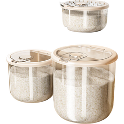 京东物流 家用防虫防潮密封食品级大米收纳盒储物罐大号收纳箱 奶油白【50斤】带防虫盒-赠量杯
