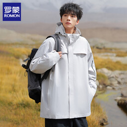 罗蒙（ROMON）三合一冲锋夹衣外套上衣男女同款冬季防风防水保暖户外登山服外套 银雪灰 S （建议体重90-105斤）