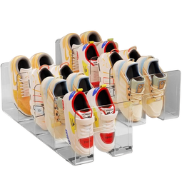 书立架包架鞋架桌面收纳盒透明亚克力书架书桌书本书籍整理神器 常规四格单个装【一格一双/查找方便】