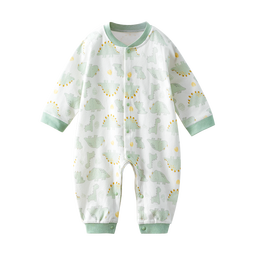贝肽斯婴儿衣服秋季新生儿连体衣宝宝四季款纯棉长袖婴儿睡衣空调哈衣 趣味小恐龙-中开 59cm