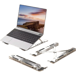 笔记本电脑支架升降散热增高托架金属笔记本桌面支架可折叠便携式托架游戏本通用支架 【黑色】18寸全金属+收纳袋