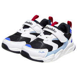 基诺浦宝宝学步鞋 春秋儿童时尚运动机能鞋 软底透气儿童男女童鞋GY1612 白色/黑色/蓝色 21 130mm 适合脚长130-135mm