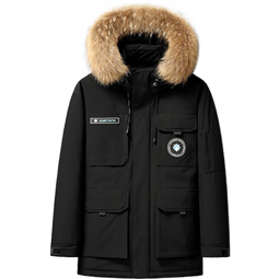 鸭鸭（YAYA）王一博同款羽绒服男士2025冬季新款工装户外时尚百搭短款加厚外套 黑色 S /165