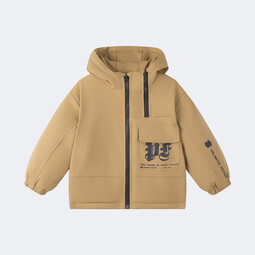 大嘴猴（paul frank）童装儿童棉服2025冬季新款连帽加厚青少年保暖时尚夹棉男女童外套 331B卡其 110