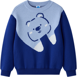 361°童装儿童圆领仿毛衫男女童年冬季新款小童时尚保暖童趣毛衣 银河钴蓝 101cm