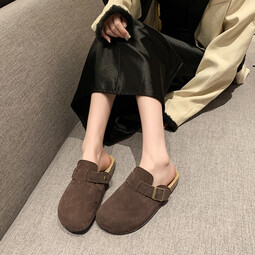 星期六【复古勃肯鞋】厚底增高保暖2024秋冬新款百搭舒适防滑勃肯棉拖 咖啡色 35