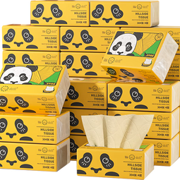 山丘熊猫竹浆本色抽取式餐巾纸家用抽纸4层加厚304张30包整箱面巾纸