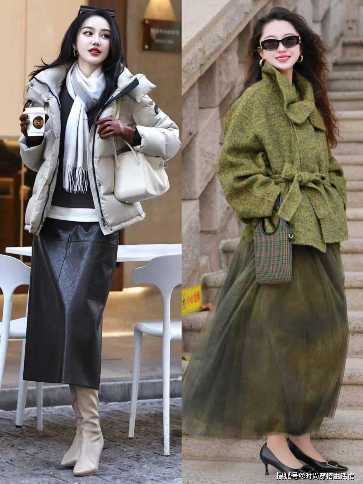“短外套+裙子”=今年冬天的王炸组合，这样穿高级又洋气，美爆了