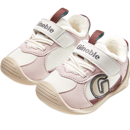 基诺浦（ginoble）童鞋25冬新婴儿学步鞋加厚保暖男女宝宝鞋子GB2498 藕粉_棉白_焦红 18 110mm 适合脚长106-115mm
