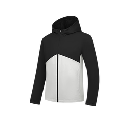 乔丹运动外套男风衣秋冬季防风防泼水连帽户外夹克长袖上衣 黑色/月牙色 S