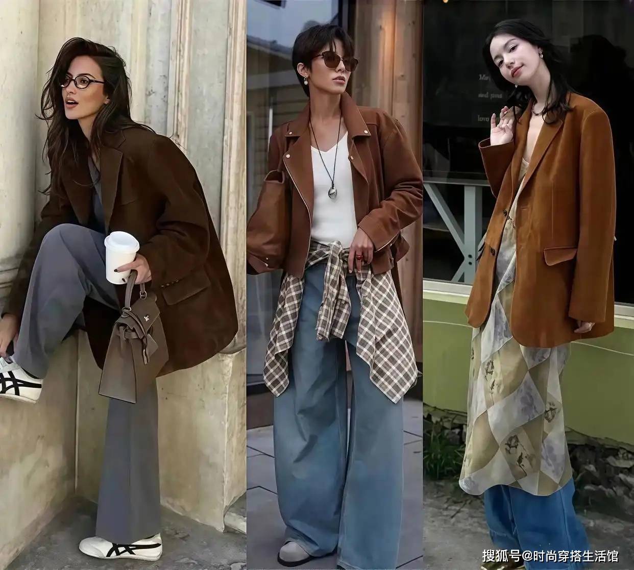 “麂皮外套＋阔腿裤”今年冬天又火了，这样穿时髦又显高！