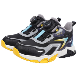 江博士（DR·KONG）冬季男女童加绒保暖儿童学步鞋 拼色户外免系旋钮扣儿童运动鞋 黑/灰/蓝 27 脚长约16.2-16.8